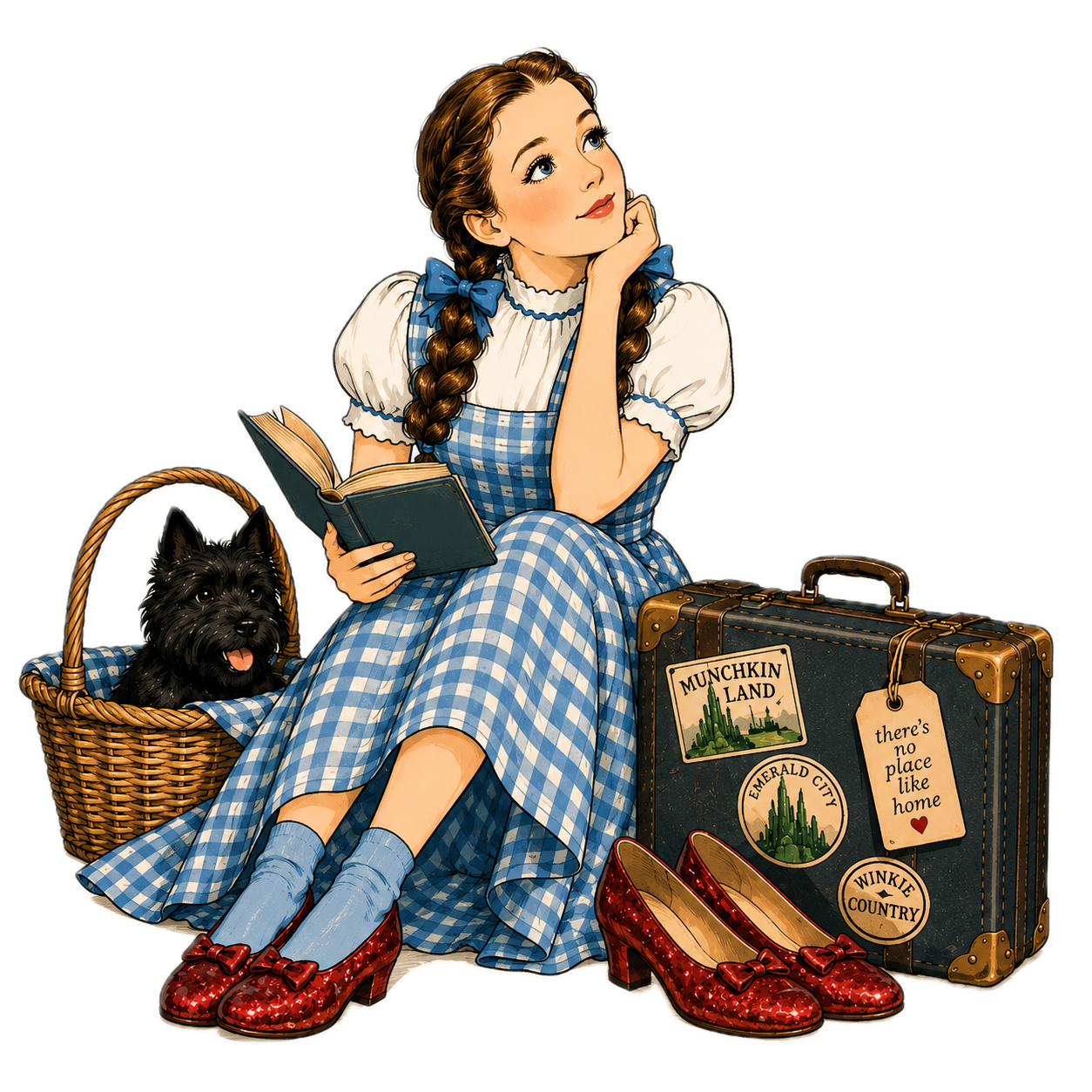 Dorothy in a blue gingham dress